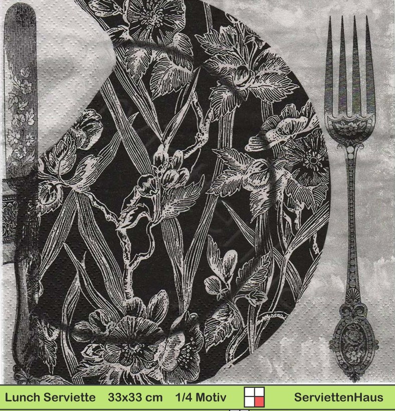 Schwarzes Geschirr - 1 Lunch Serviette